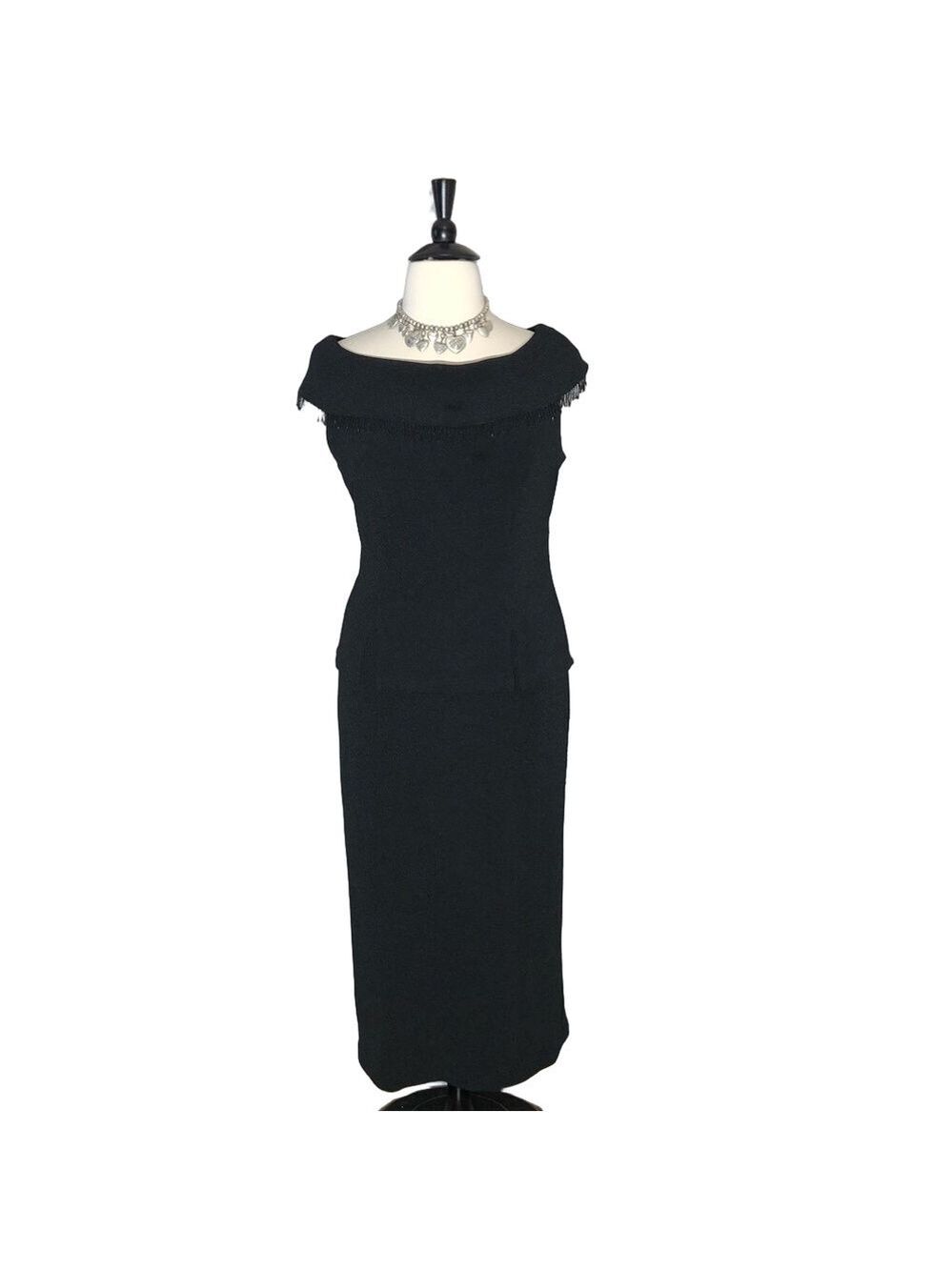 Vintage 90s Black Cocktail Pencil Dress Extra Large